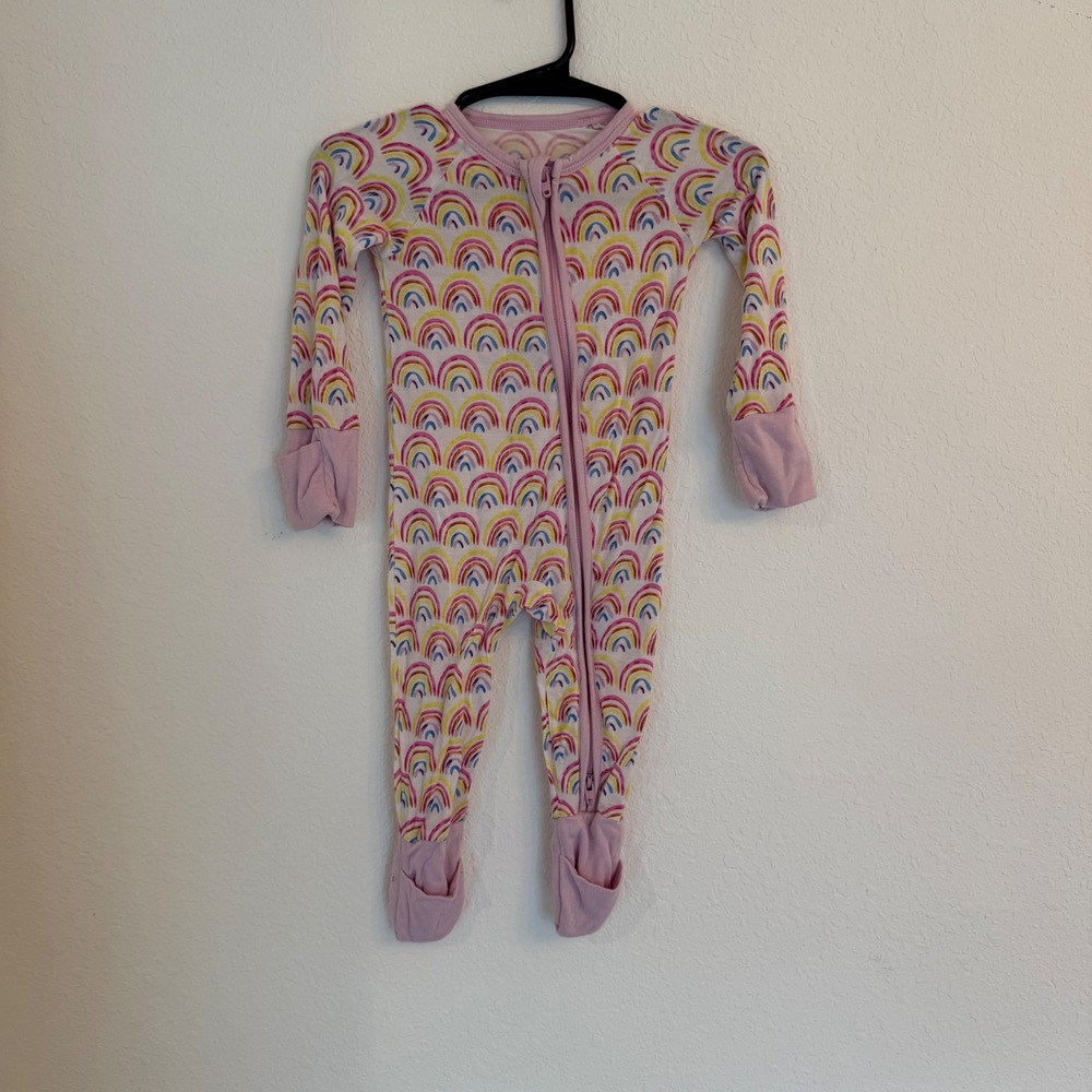 Little Sleepies Zippy Sleeper Baby 0-3 Months Pink Rainbow Bamboo  PJ